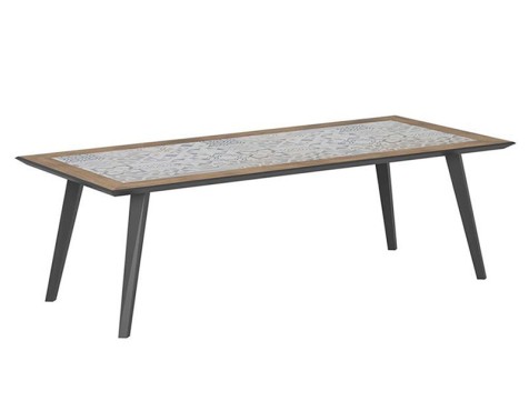 Mesa De Jardín Lambada Gris Grafito Y Azulejos