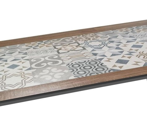 Mesa De Jardín Lambada Gris Grafito Y Azulejos
