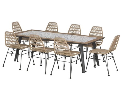 Mesa De Jardín Lambada Gris Grafito Y Azulejos