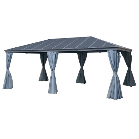 Pérgola Jardín Belize Con Cortinas Grafito