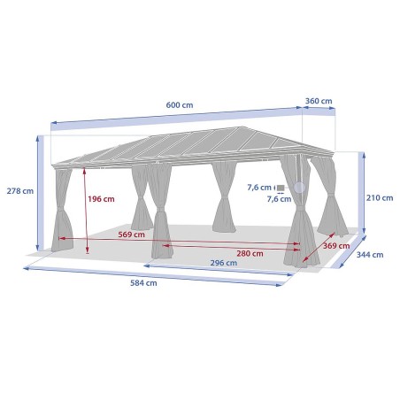 Pérgola Jardín Belize Con Cortinas Grafito