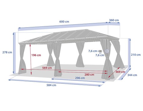 Pérgola Jardín Belize Con Cortinas Grafito
