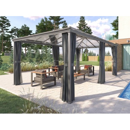 Pérgola Jardín Belize Con Cortinas Grafito