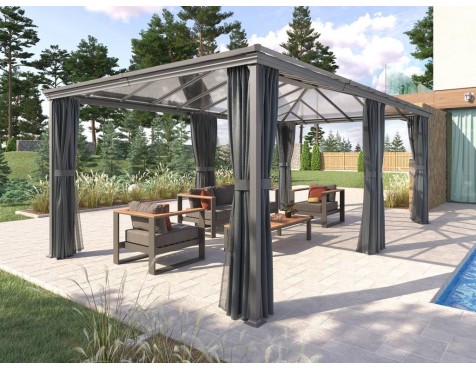 Pérgola Jardín Belize Con Cortinas Grafito