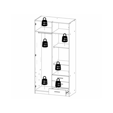 Armari Roba Lars 2 Portes+3 Calaixos Cashmere