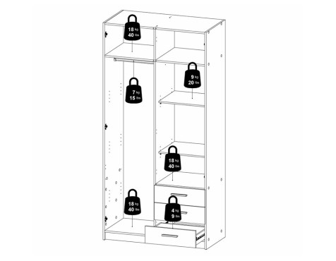 Armari Roba Lars 2 Portes+3 Calaixos Cashmere