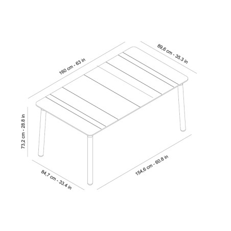 Mesa Jardín Rectangular Salt Gris Oscuro