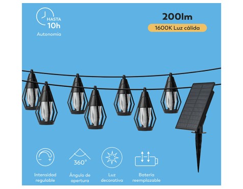 Guirnalda Led Solar Selene Efecto Llama
