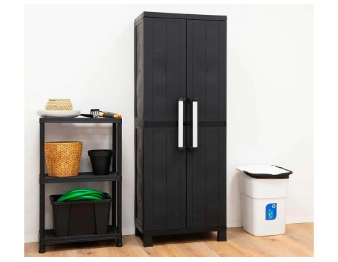 Armario Resina Alto Garage Midi 2 Puertas Negro