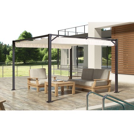 Pérgola Jardín Con Toldo Corredero Arena