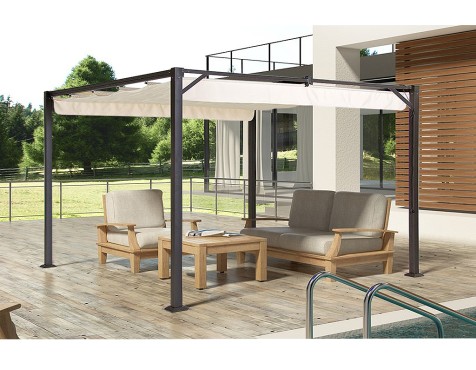 Pérgola Jardín Con Toldo Corredero Arena