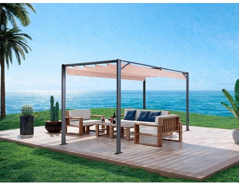 Pérgola Jardín Con Toldo Corredero Arena