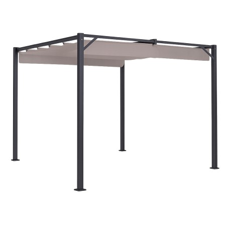 Pérgola Jardín Con Toldo Corredero Antracita/Topo