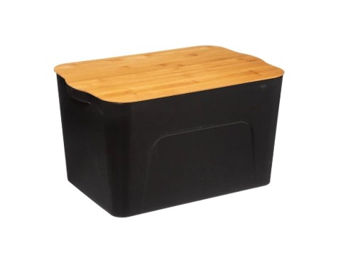 Caja De Plástico Con Tapa Bambú