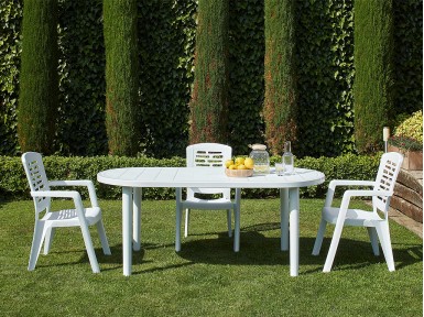 MESA JARDÍN OLOT OVAL BLANCO