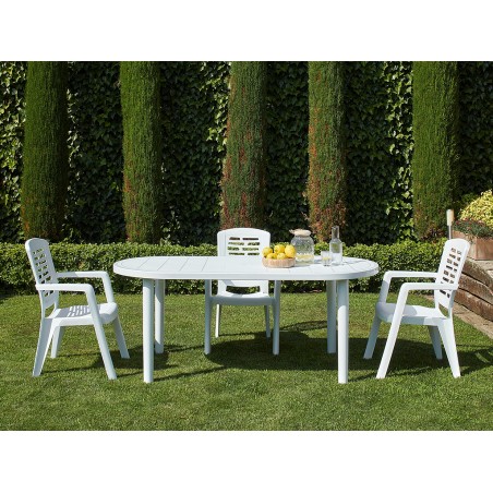 Mesa Jardín Olot Oval Blanco