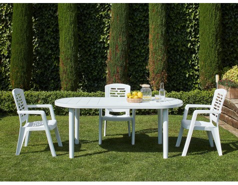 Taula Jardí Olot Oval Blanc