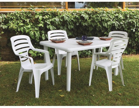 Taula Jardí Olot Rectangular Blanc