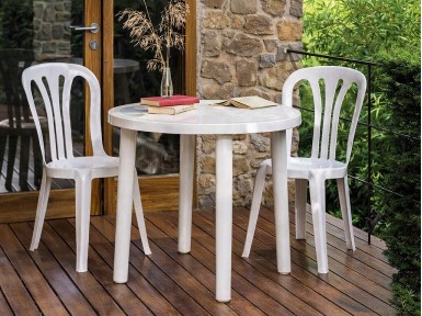 TAULA JARDÍ OLOT RODONA BLANC