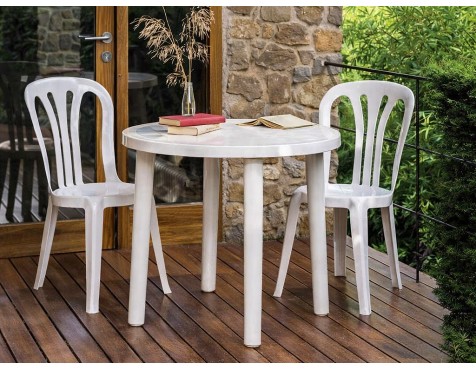 Mesa Jardín Olot Redonda Blanco
