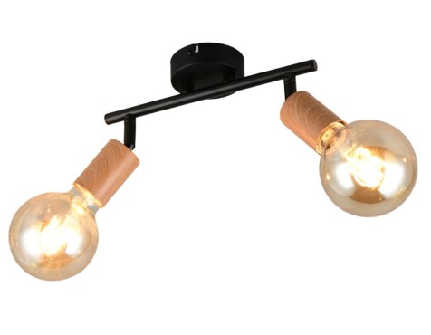 Regleta 2 Focos Lamego Metal Y Madera