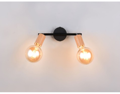 Regleta 2 Focos Lamego Metal Y Madera