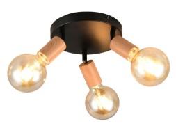 Plafón 3 Focos Lamego Metal Y Madera