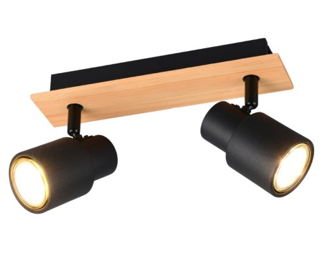 Regleta 2 Focos Pierre Madera Y Negro