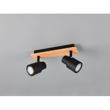 Regleta 2 Focos Pierre Madera Y Negro