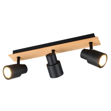 Regleta 3 Focos Pierre Madera Y Negro