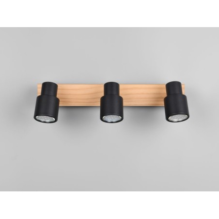 Regleta 3 Focos Pierre Madera Y Negro