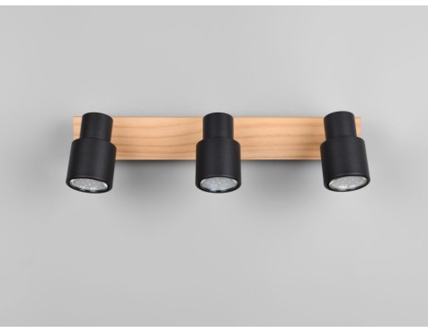 Regleta 3 Focos Pierre Madera Y Negro