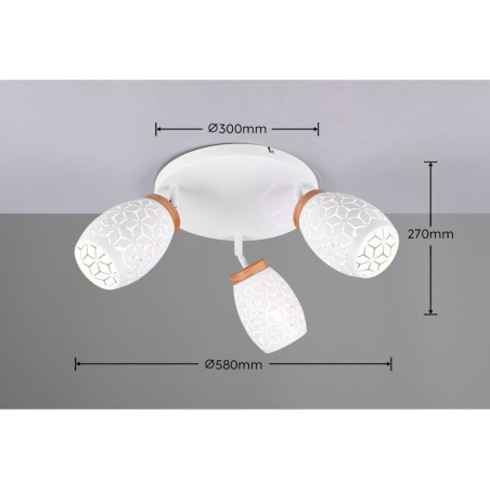 Plafón 3 Focos Bidar Blanc