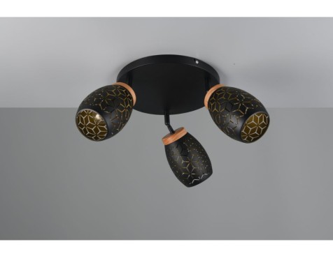 Plafón 3 Focos Bidar Negro