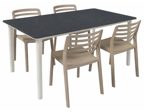 Set Taula Noa+4 Cadires Wind Gris/Sorra