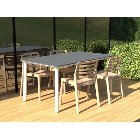 Set Taula Noa+4 Cadires Wind Gris/Sorra