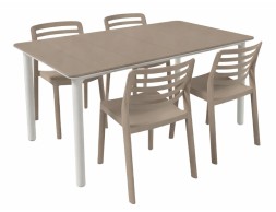 Set Mesa Noa+4 Sillas Wind Blanco/Arena
