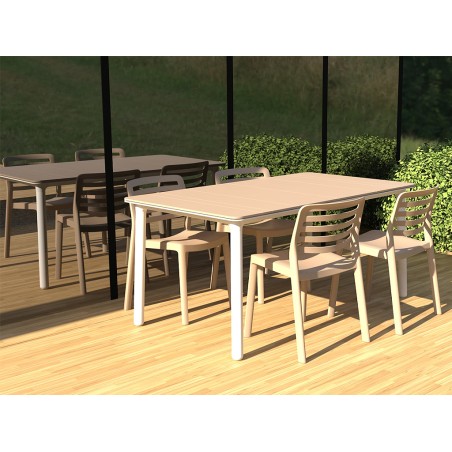 Set Mesa Noa+4 Sillas Wind Blanco/Arena