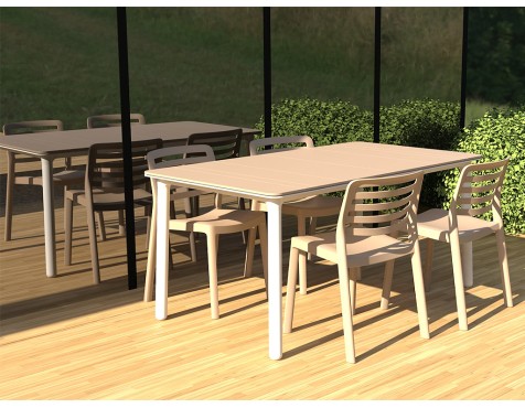 Set Mesa Noa+4 Sillas Wind Blanco/Arena