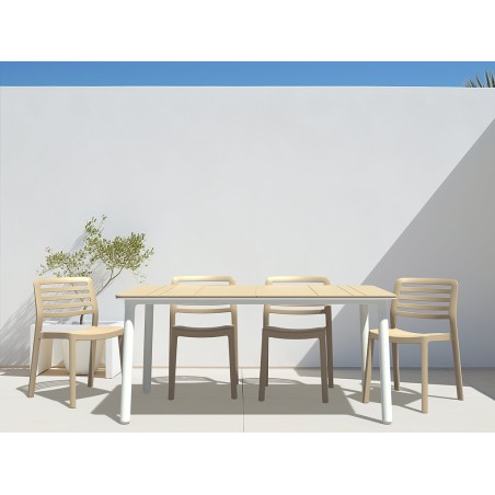 Set Mesa Noa+4 Sillas Wind Blanco/Arena