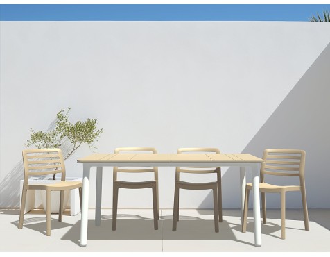 Set Mesa Noa+4 Sillas Wind Blanco/Arena