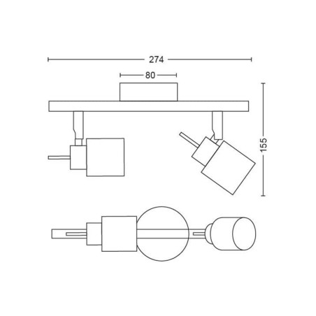 Regleta 2 Focus Philips Meranti Crom