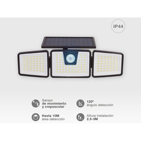 Projector Solar Amb Sensor Orientable Marlo Negro