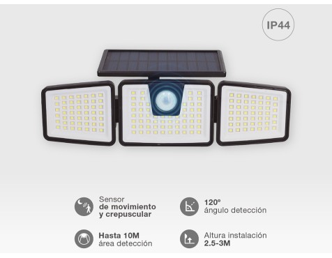 Projector Solar Amb Sensor Orientable Marlo Negro
