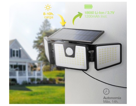 Projector Solar Amb Sensor Orientable Marlo Negro