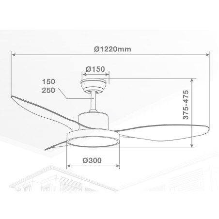 Ventilador De Techo Con Luz Biula Negro