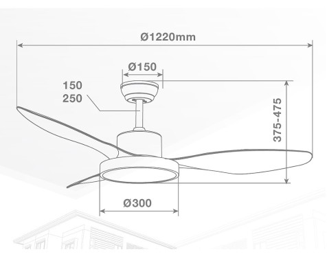 Ventilador De Techo Con Luz Biula Negro