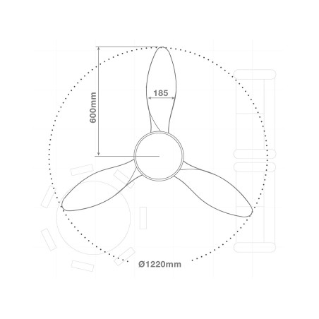 Ventilador De Techo Con Luz Biula Negro