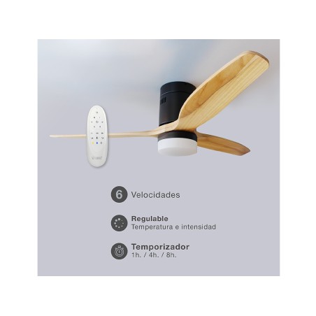 Ventilador De Techo Kasama Negro/Madera