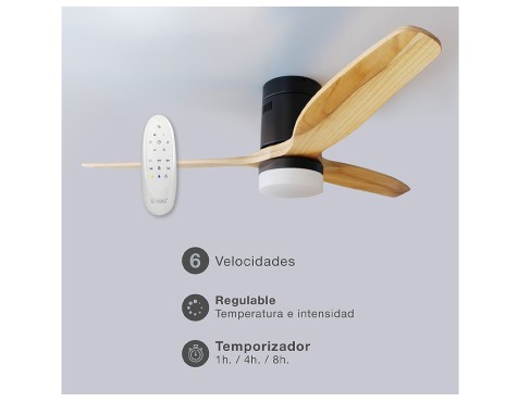 Ventilador De Sostre Kasama Negre/Fusta